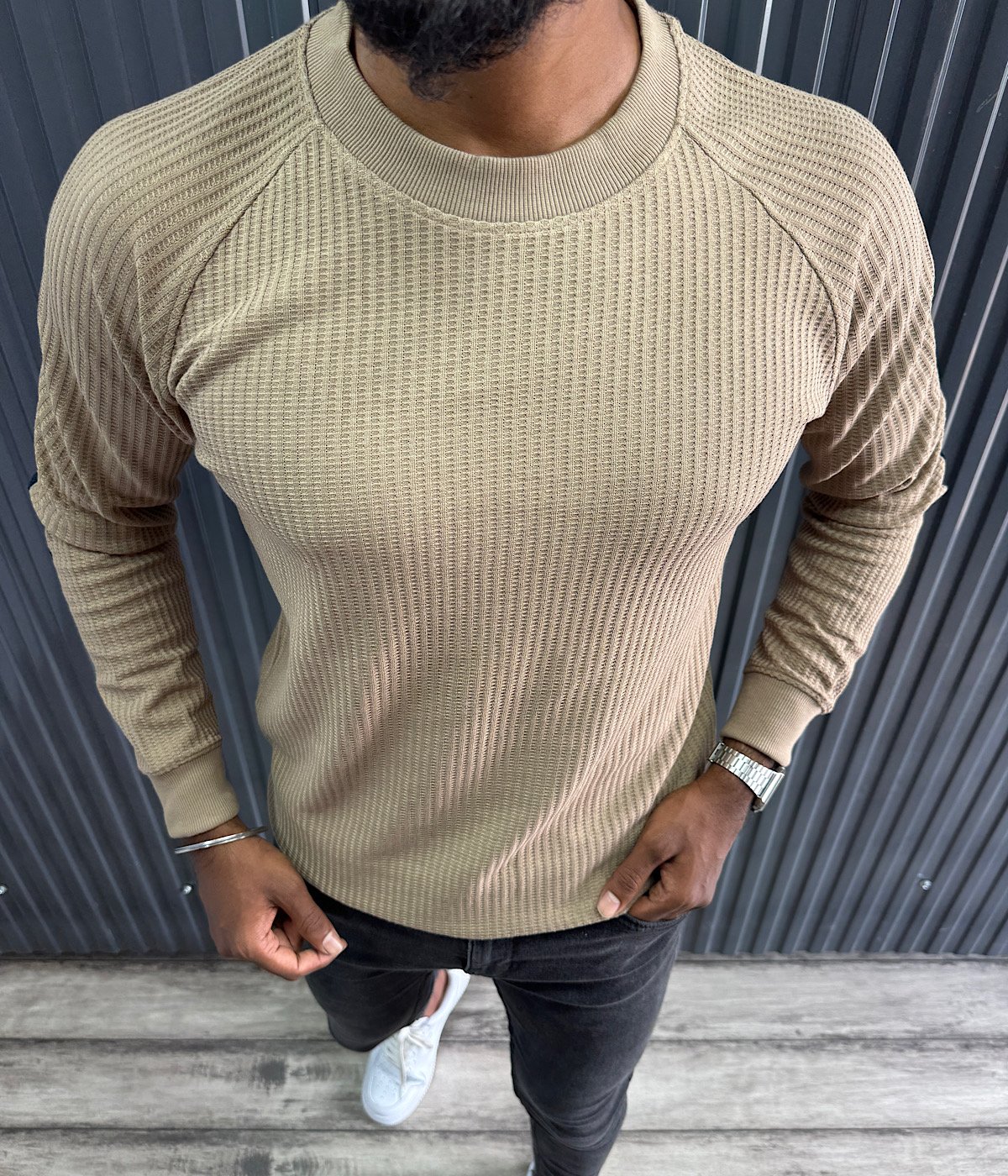 Beige sweatshirts